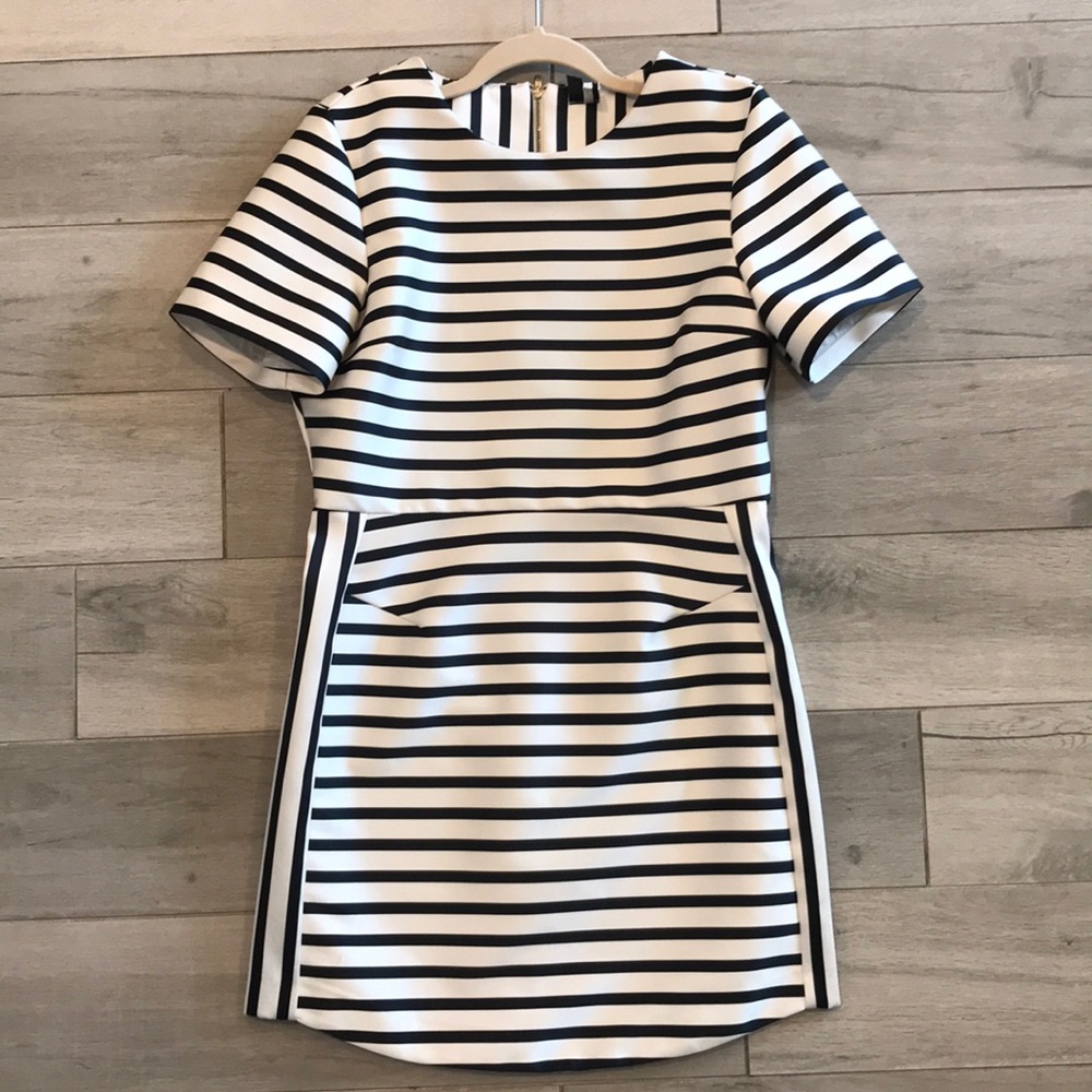 Topshop Black and White Striped Dress